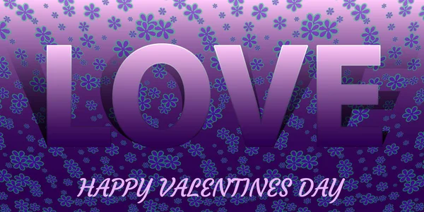 Glückliche Valentinstag Karte mit Farbe Liebe. Blumenschmuck mit Papierbeschriftung love.vector illustration — Stockvektor
