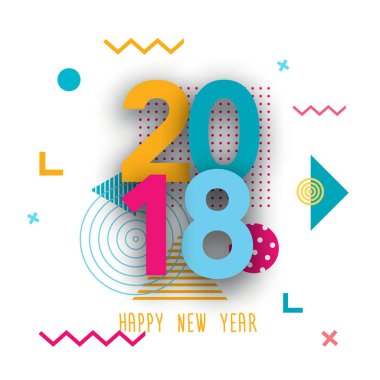 Yeni yıl kartı 2018 modern arka plan üzerinde yaratıcı tasarım.