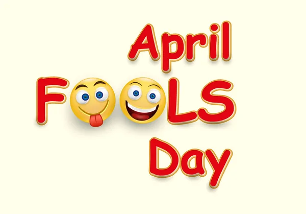 Cartão do dia do tolo de abril - expressão facial louco no fundo amarelo - modelo de design do tolo de abril —  Vetores de Stock