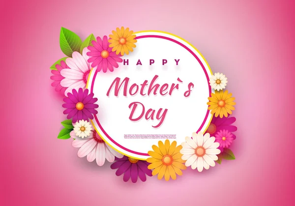 Dzień Matki kartka z pięknymi kwiatami — Wektor stockowy
