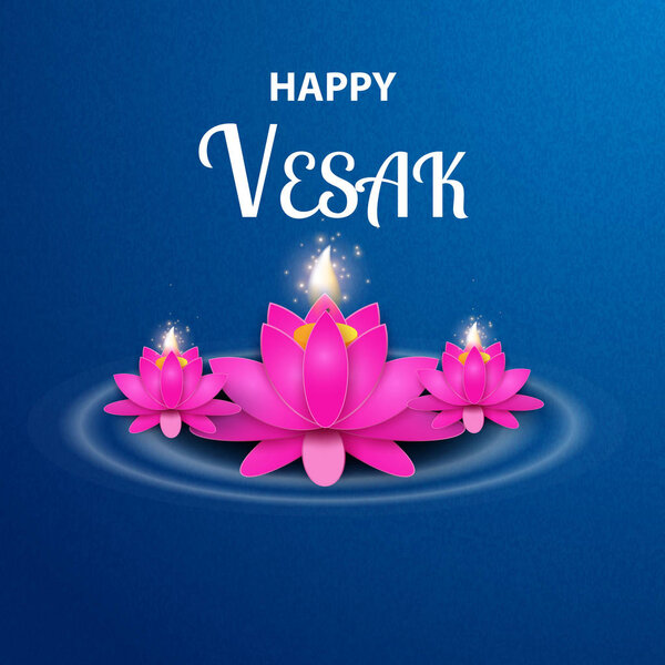 Illustration of Happy Vesak Day or Buddha Purnima background.