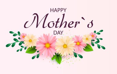 Anneler günü tebrik kartı ve güzel çiçekler.