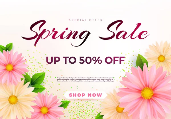 Frühling Verkauf s Banner Vorlage mit Papierblume auf bunten hintergründigen Illustration. — Stockvektor