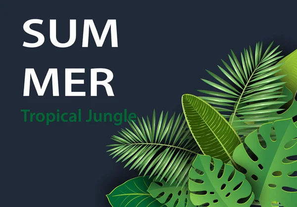 Hola diseño tipográfico de verano con formas abstractas de corte de papel y hojas tropicales. Ilustración vectorial . — Vector de stock