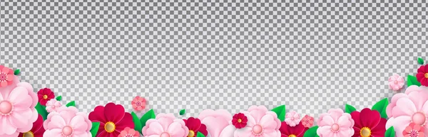 Bright spring flowers on a translucent background. Template for poster, postcard, banner .Vector — 스톡 벡터