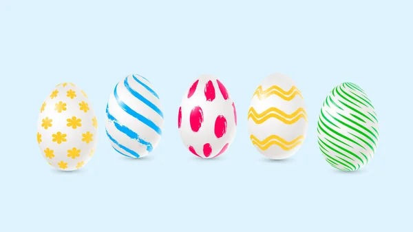 Vektorové velikonoční vejce v realistickém 3D stylu. — Stockový vektor