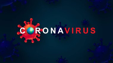 Yeni Coronavirus 2019-nKoV. Gizli virüs 19-NKP. Gerçekçi 3 boyutlu kırmızı virüs hücreleri olan bir arka plan. Tehlikenin sembolü. Son haberler. Vektör illüstrasyonu