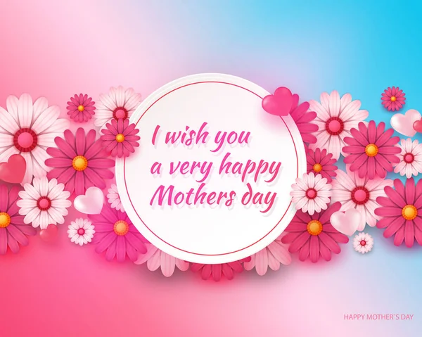 Mother s day greeting card with beautiful blossom flowers — Stock Vector