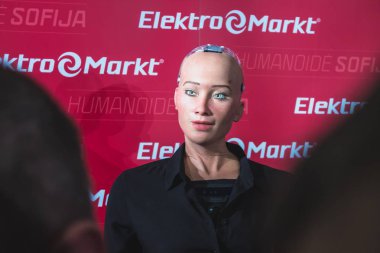 Vilnius, Litvanya - 19 Aralık 2017: Sophia insansı robot sp