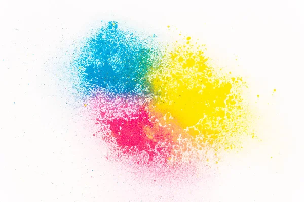 Powdered powder paint of red blue and yellow color — Stock Photo, Image