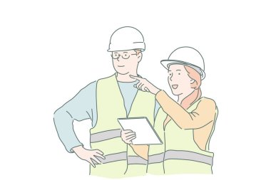 İnşaat, iş, mühendislik, proje planı konsepti.
