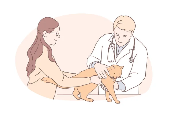 Hayvan hastanesi, veteriner kliniği, hayvan tedavisi konsepti. — Stok Vektör