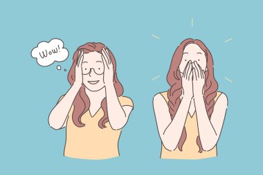 Duygusal tepki, şaşkınlık ifadesi, hayret verici kavram.