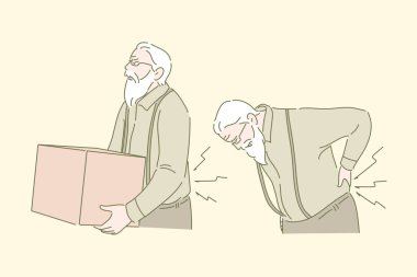 Ağırlık kaldırma, sırt ağrısı, sağlık hizmeti konsepti