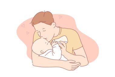 Aşk, babalık, aile, bakım konsepti.