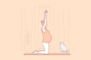 Pregnancy, motherhood, yoga concept. clipart