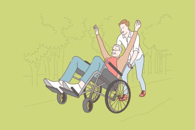 Family, voluntarism, disability, care concept clipart