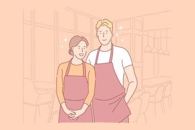 Yemek işçileri konsepti