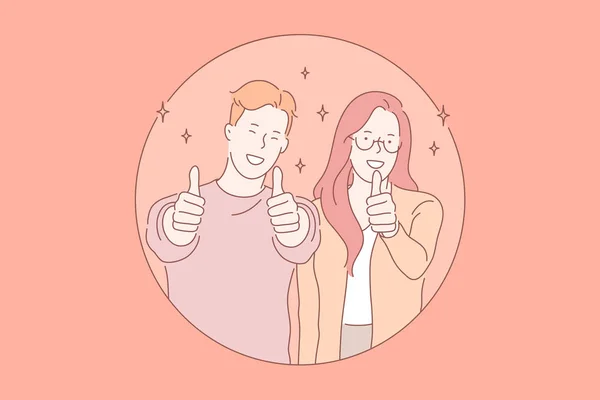 Usmívající se mladý pár, dobrá nálada — Stockový vektor