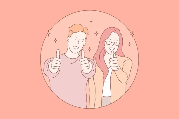 Sonriente pareja joven, concepto de buen humor — Vector de stock