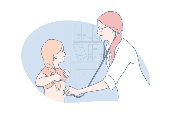 Παιδιατρική φροντίδα, υγεία, ιατρική έννοια — Διανυσματικό Αρχείο