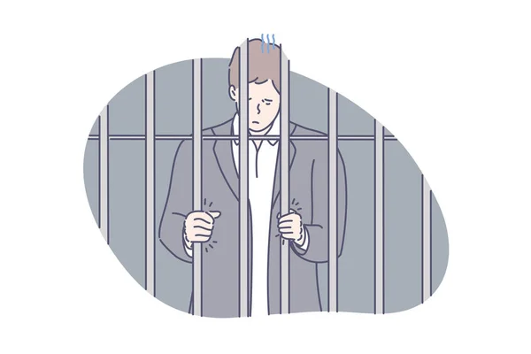 Jail, prisoner, fraud concept — 스톡 벡터