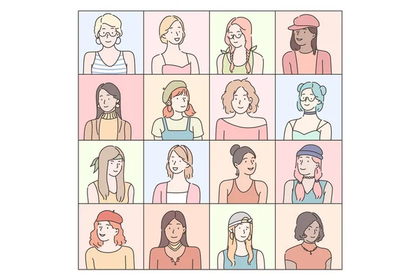Les émotions féminines à la mode ensemble — Image vectorielle