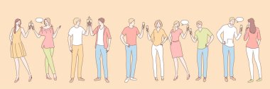 People with alcohol drinks set concept