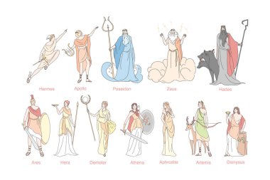 Ancient greek gods set concept vector Ancient greek gods set concept vector