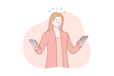 Akıllı telefon, seçim, karşılaştırma, soru konsepti