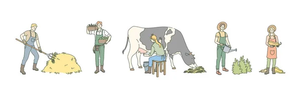 Farming, rural life, agriculture set concept — Stock Vector