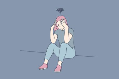 Depresyon, yorgunluk, zihinsel stres, hüsran konsepti
