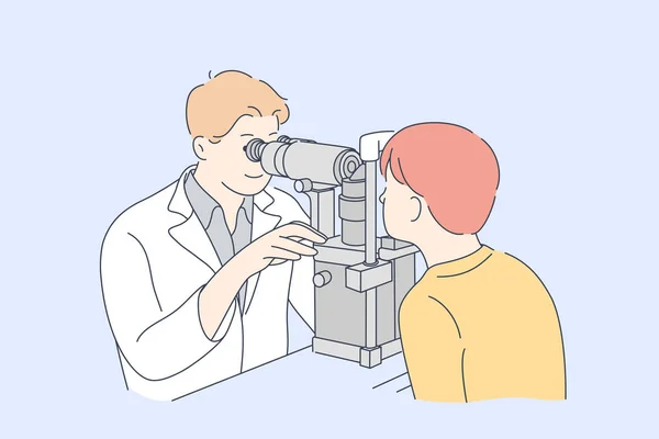Ophthalmology, medicine, examination concept — Stock Vector