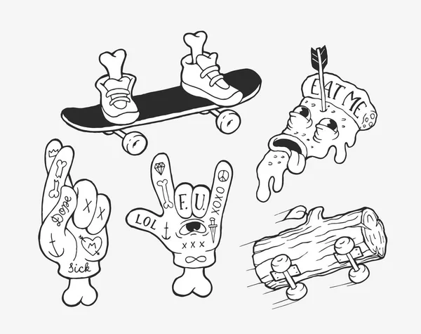 Vreemde Skater Stickers Stockillustratie
