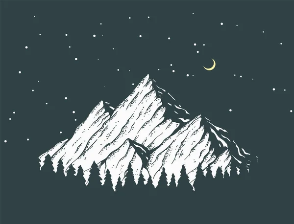 Illustrazione notturna di montagna — Vettoriale Stock