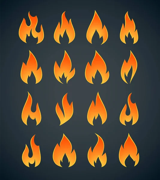 Flames ikoner Set — Stock vektor