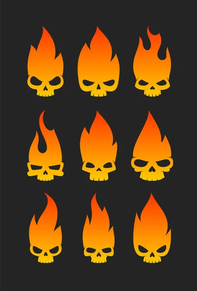 Iconos de calaveras malvadas — Vector de stock