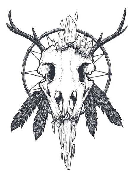 Totem de cráneo de cuervo — Archivo Imágenes Vectoriales
