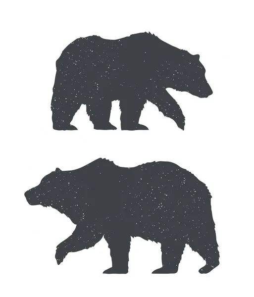 Силуэты двух медведей — стоковый вектор