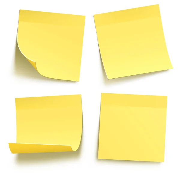 Notas adhesivas amarillas en blanco — Vector de stock