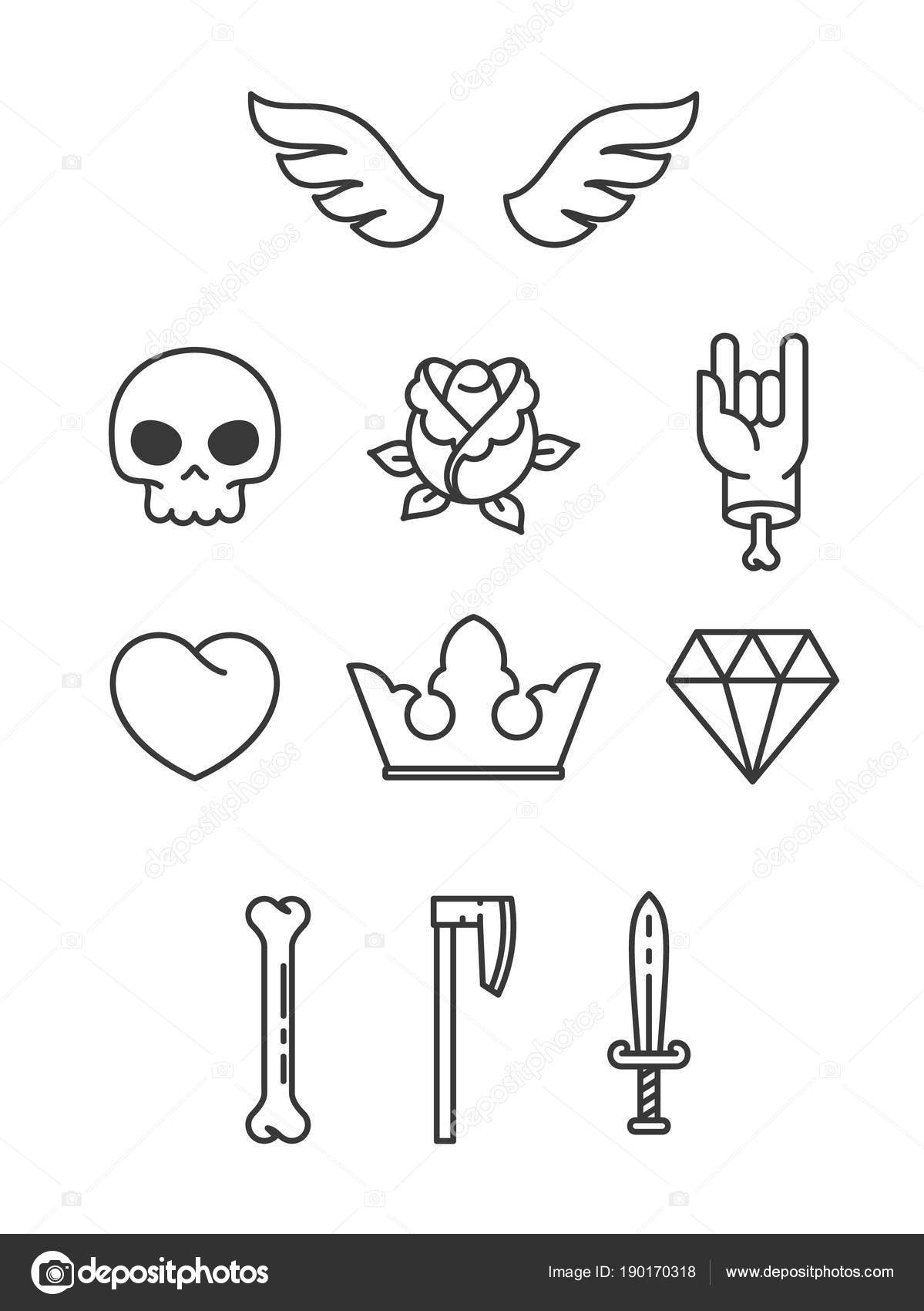 Tatuaje Simple De Elementos Vector De Stock Zayatsandzayats