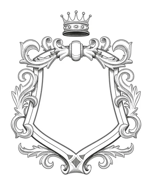 Desenho Barroco Escudo — Vetor de Stock