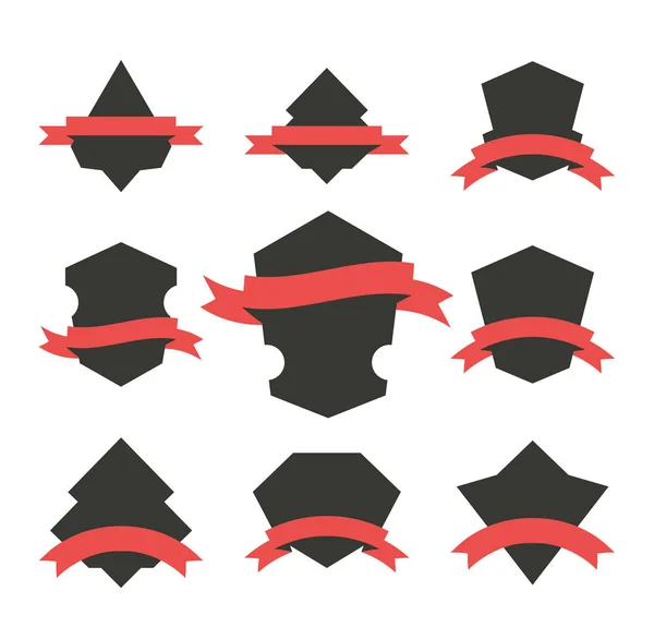 Set de escudos negros — Archivo Imágenes Vectoriales