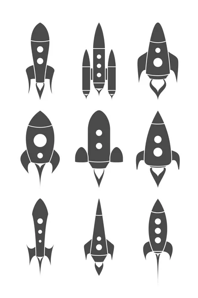 Rockets Silhouettes Set — Stock Vector