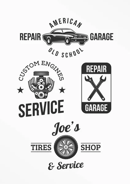 Juego de insignias de reparación de automóviles — Archivo Imágenes Vectoriales