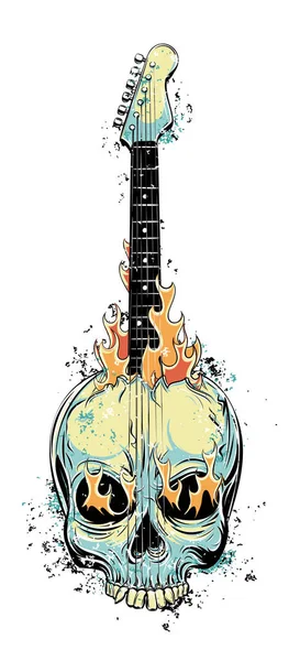 Ilustração de guitarra de crânio — Vetor de Stock