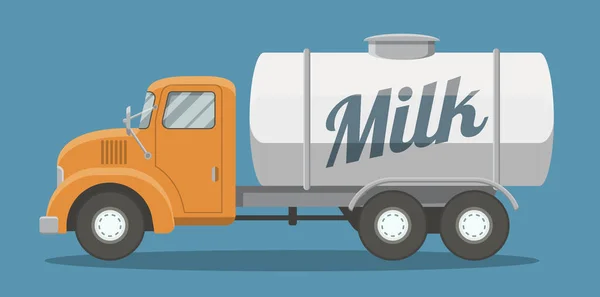 Επίπεδη γάλα φορτηγό — Διανυσματικό Αρχείο