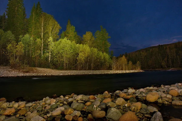 Moonlight noc na Syberii — Zdjęcie stockowe