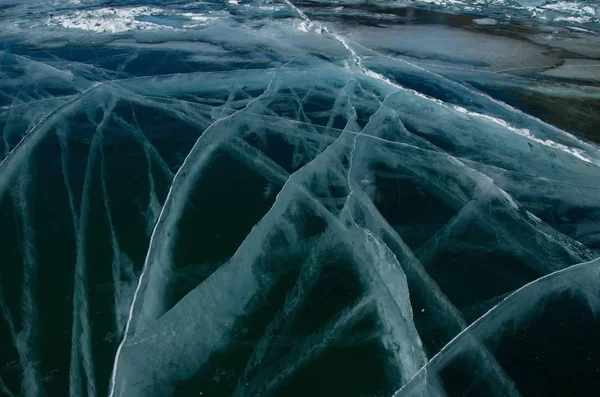 Rusia Increíble Transparencia Del Hielo Del Lago Baikal Debido Falta —  Fotos de Stock