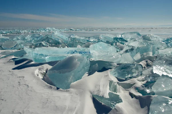 Rússia Sibéria Oriental Incrível Transparência Gelo Lago Baikal Devido Falta — Fotografia de Stock